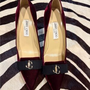 Jimmy Choo Dark Red Velvet Heels